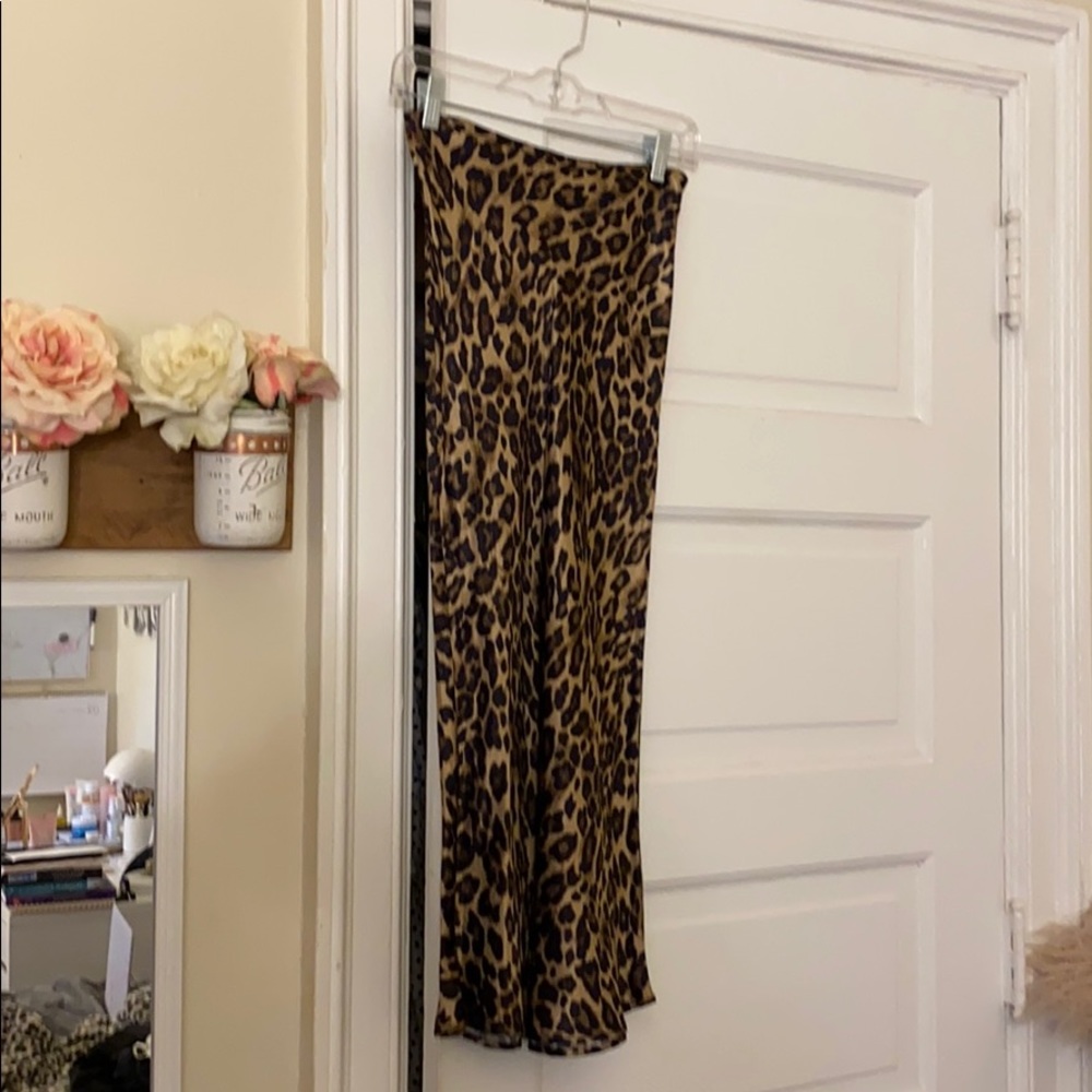 Bias Cut  Cheetah Midi Skirt